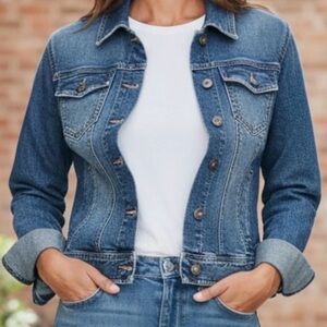 VTG The Limited Blue Denim Jacket Women’s Medium Slim Fit Cropped
